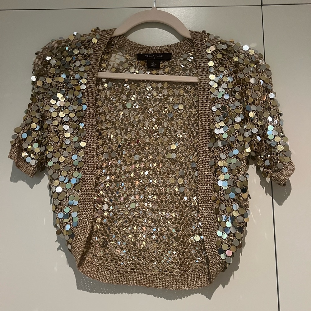 Wendy Hil Vintage Gold Sequin Cardigan